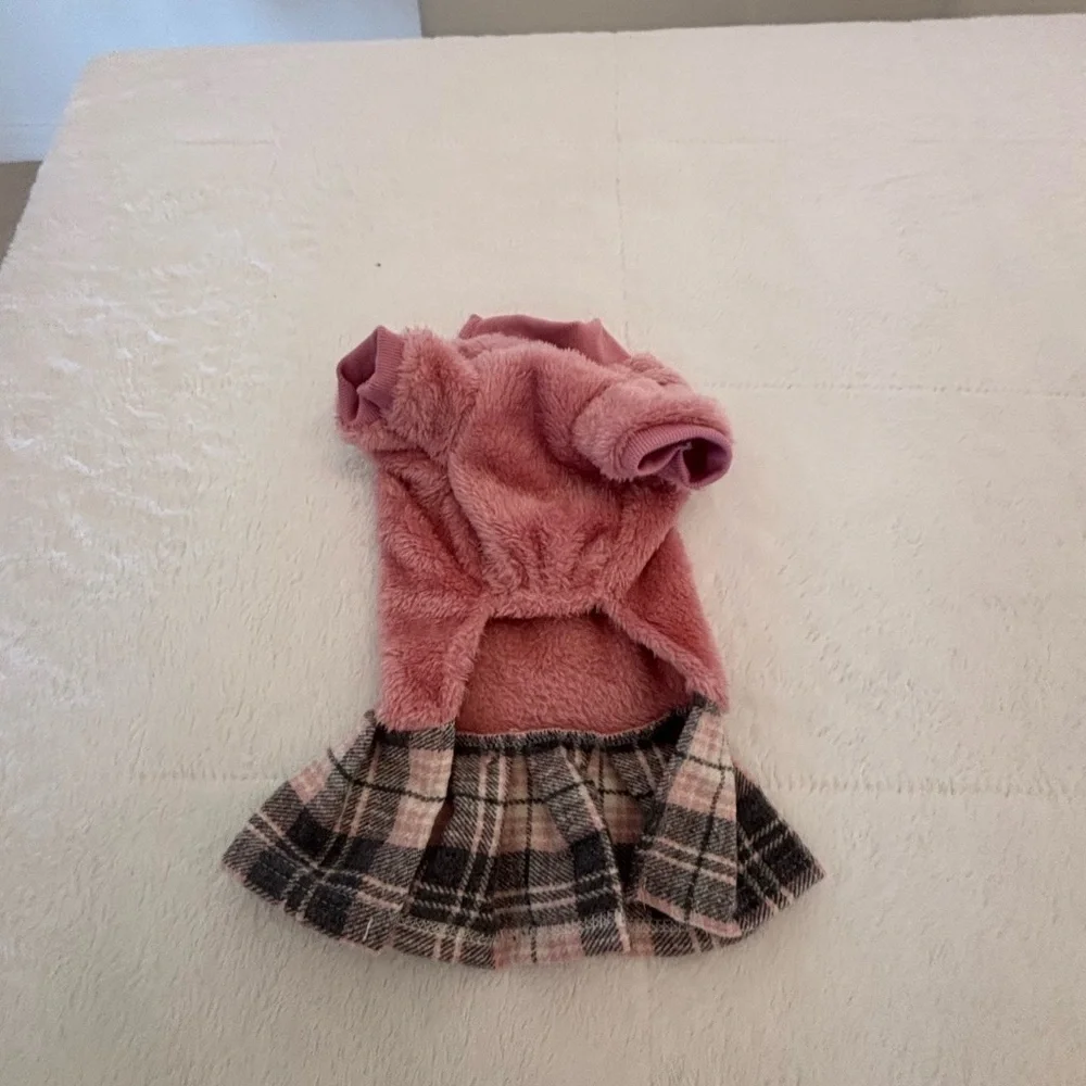 Pink Plaid Dog Sweater Dress